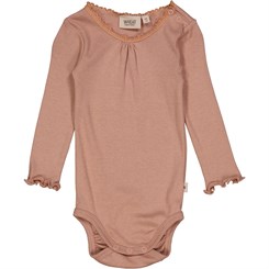 Wheat Body Rib Lace LS - Rose dawn